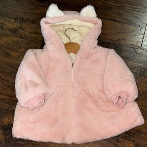 Adorable Pink Fuzzy Baby Jacket with Ears